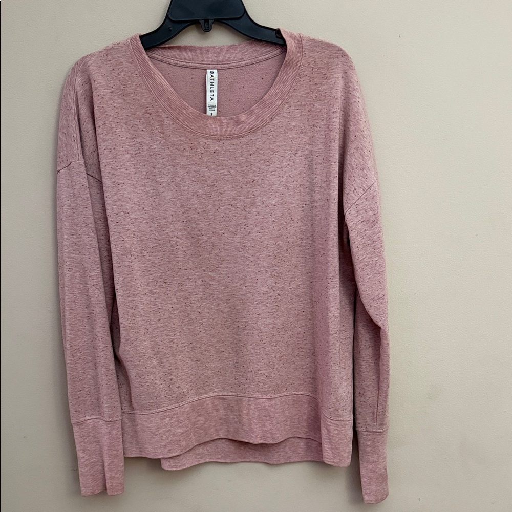 Athleta Dusty Pink Crew Neck Top Size S       Side slid,Long Sleeve